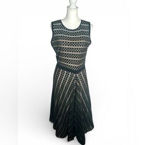 Escada Black and Tan Midi Dress made in Italy size medium flowy boho whimsigoth